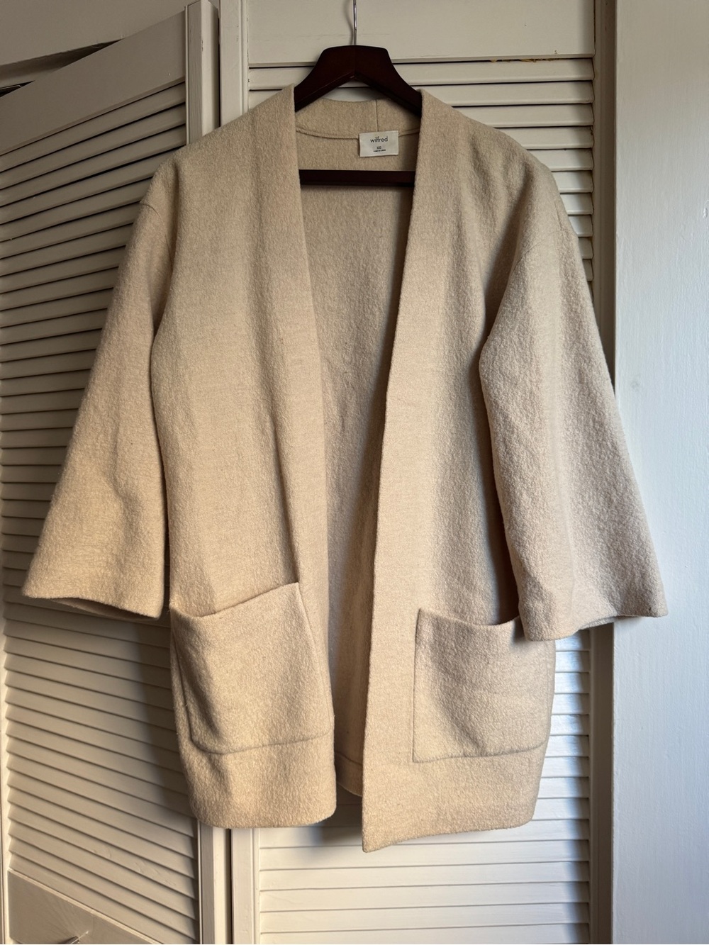 Wilfred Cream Open-Front Pocket Cardigan